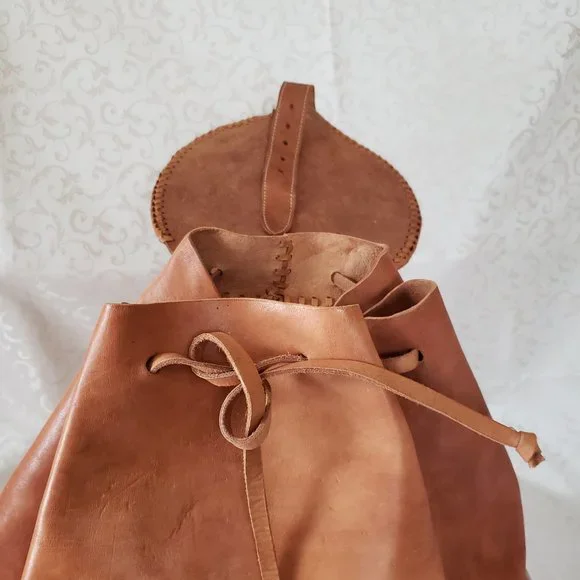 Large Genuine Leather Hand Tooled Backpack.  Handmade. Quality Craftsmanship - Picture 11 of 13